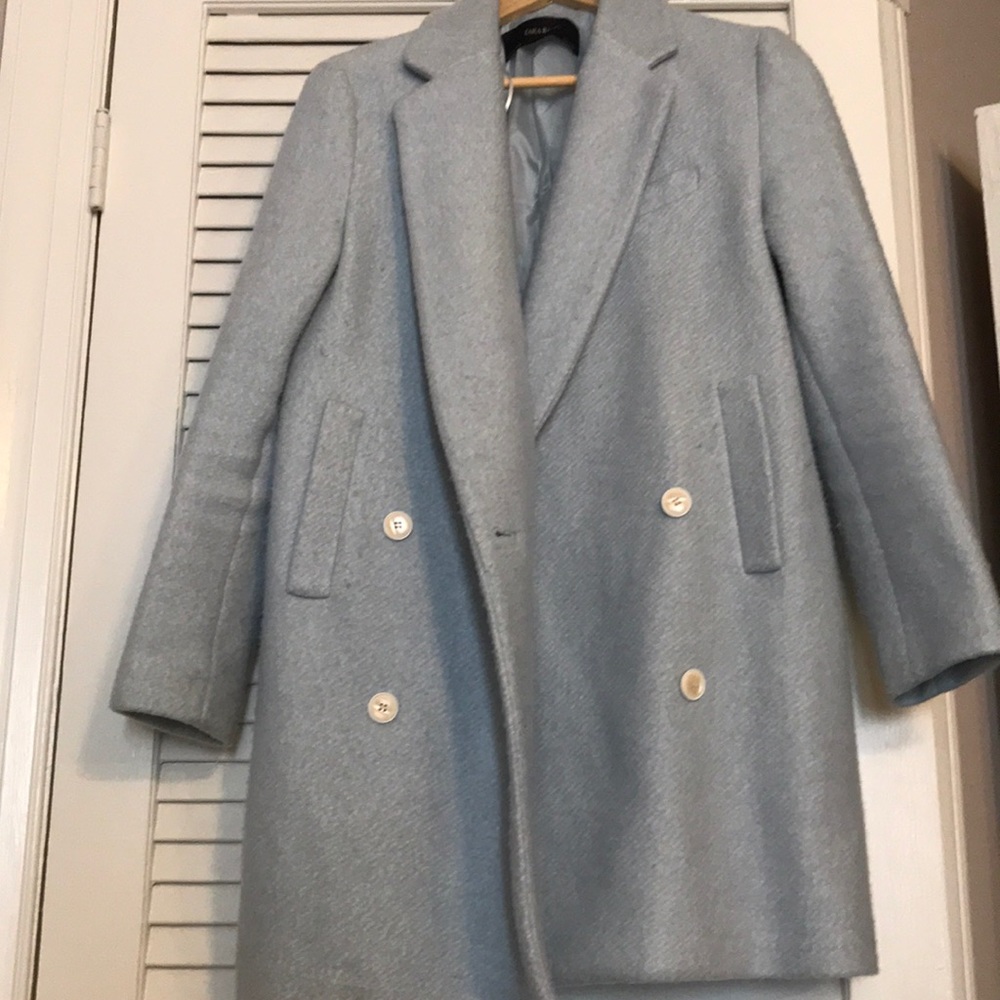 Sky Blue Zara Double Breasted Pea Coat Size: Small